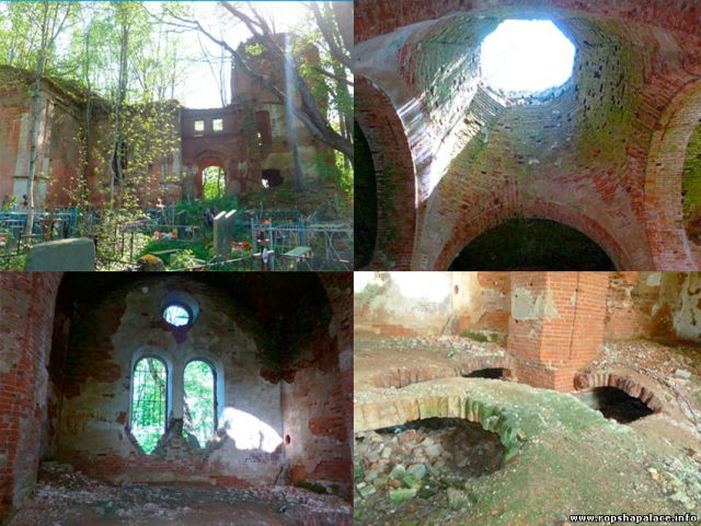 Кирпичная одноглавая Никольская церковь